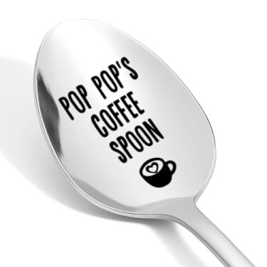 Imagem de Presentes para vovô de netos colher de café pop pop amante de café colher gravada presentes para avô, papai, aniversário, dia dos pais, Natal