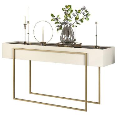 Imagem de Aparador Para Sala Estar Espelhado Suri Creme Dj Móveis