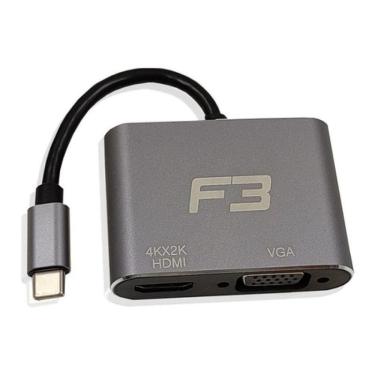 Imagem de Cabo Adaptador 2 Em 1 Usb C 3 1 Type C Para Hdmi 4k E Vga Jc