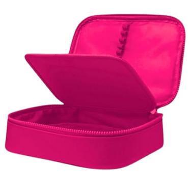 Imagem de Estojo Box Organizador Escolar Com Divisórias Multifuncional 24 Elásticos Lápis Caneta 100 Pens Masculino Feminino (Pink)