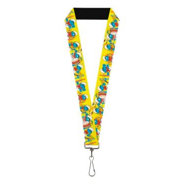 Imagem de Buckle-Down The Smurfs Lanyard, The Smurfs Carnival Party Band Line Yellow, Elastic