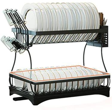 Imagem de BSNANCA Escorredor de pratos escorredor de pratos de aço inoxidável escorredor de pratos escorredor de pratos para cozinha pequeno escorredor de pratos cesto de talheres