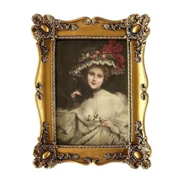 Imagem de Fxzqgnh Porta-retratos Estilo Vintage, Molduras de Resina, Suportes Criativos para Exibição em Mesas, Decoração para Escritório, Mesa, Corredor E Casa, Ouro, Tamanho real