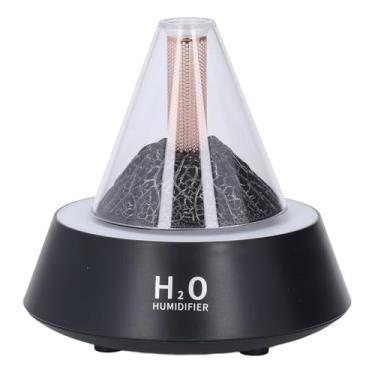Imagem de SUNGOOYUE Difusor Vulcão Silencioso, Luz Ambiente LED de 7 Cores, Desligamento Automático Silencioso, para Quarto, Sala de Estar, Família, PP, 80ml (183A Preto)