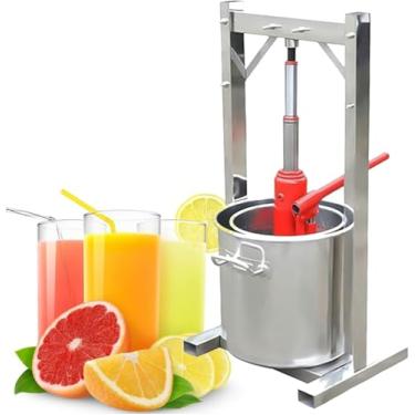 Imagem de FYLFANYAN Prensa de vinho de frutas, 12 L, prensa de uva para fazer vinho, máquina de prensa de vinho com dois barris de aço inoxidável, vinho, queijo, frutas, vegetais, tintura prensa W