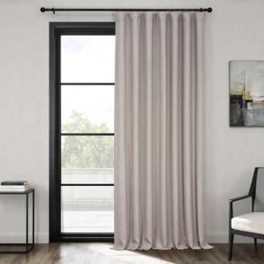 Imagem de HPD Half Price Drapes BOCH-LN-DW-P Cortina de escurecimento de ambiente extra larga de linho sintético (1 painel), 250 x 300 cm, argila