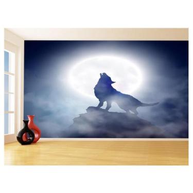 Imagem de Papel De Parede 3D Animais Lobo Uivando Noite 3,5M Anm576 - Você Decor