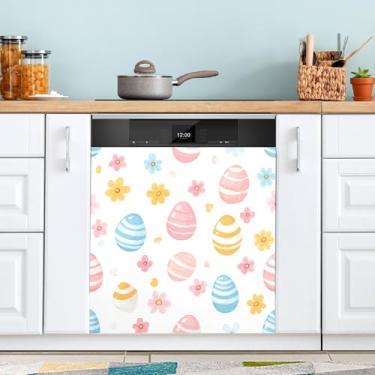 Imagem de ATTX Capa magnética para lava-louças ovos coloridos de Páscoa, 58,4 cm C x 66 cm A, decoração da capa da máquina de lavar louça, decalques de armário doméstico e eletrodomésticos adesivos #86