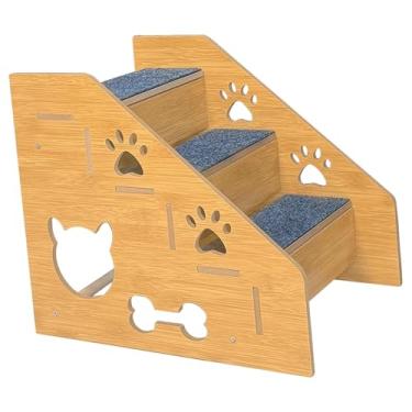 Imagem de Ｂｅｓｇａ Escada para Cães e Gatos com Degraus, Acessórios para Animais de Estimação, Antiderrapante, Leve e Versátil, Ideal para Casa, Cama Alta, Sofá Carro, 3 Camadas
