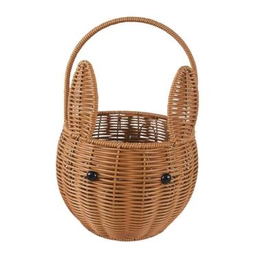 Imagem de Generic Cesto de armazenamento portátil com alça, ideal para piqueniques, decoração e organização de lanches em casa. Feito em vime para quarto e estilo, L