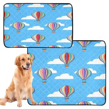 Imagem de CEBUGI Almofadas de xixi laváveis para cães, pacote com 2, almofadas impermeáveis para filhotes de cachorro, antiderrapante, à prova de vazamento, para cama de cercadinho, balões de ar quente
