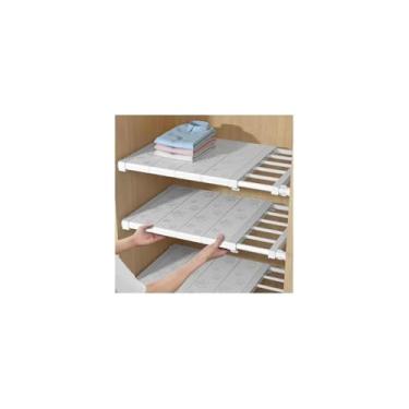 Imagem de Prateleira Inteligente Extensível, Branca, Aço Carbono e Plástico PP, 36x48-80cm Ajustável, 800g, Organização para Armários e Despensas