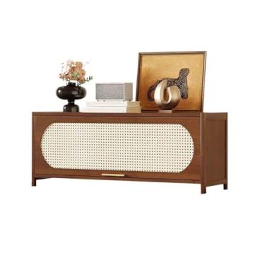 Imagem de hezhuhe2258 Aparador de sala de jantar, aparador baixo de camada única com armazenamento de mesa de canto para sala de estar, estante e exibição