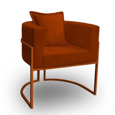 Imagem de Poltrona para Sala Base de Metal Bronze Reforçada Liz Veludo - LH Deco