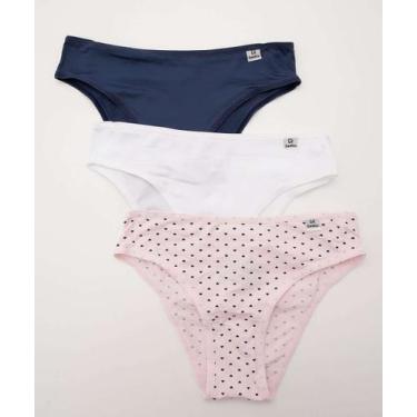 Imagem de Kit 3 Calcinhas Biquíni DelRio-26017, Azul, Rosa, G