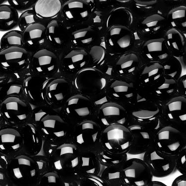 Imagem de vchin Contas de vidro de fogo de 9 kg, contas de vidro para fogueira de 9 kg, alto brilho para lareira a gás, mesa de fogueira, paisagismo (brilho preto ônix)