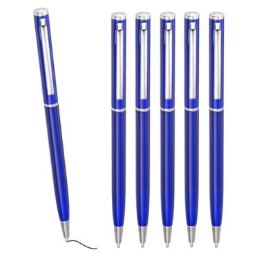 Imagem de PATIKIL Caneta esferográfica fina metálica, 6 peças, tinta preta, 1 mm, caneta de ponta média, retrátil, leve, suave com clipes de metal para escritório, escritório, casamento, livro de convidados,