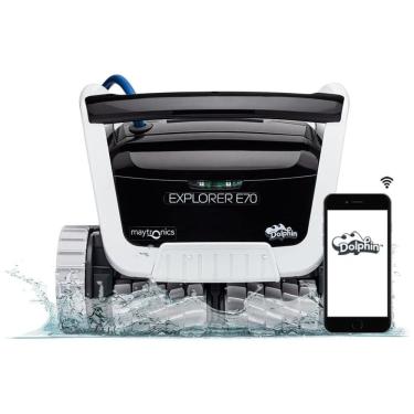 Imagem de Robô Limpador de Piscina com Controle via WiFi e Caddy Universal, Dolphin Explorer E70, Preto