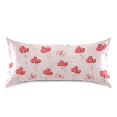 Imagem de Wassud Envelopes de balões de coração para dia dos namorados fronha de cetim para cabelo e pele fronhas de seda lisa king size capas de travesseiro respiráveis com fecho de envelope