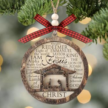Imagem de Ornamentos de presépio para árvore, decoração religiosa, enfeite de pendurar, recordação de férias de inverno, presentes cristãos, mulheres, família, amigo, Jesus, nascimento, decoração de árvore de