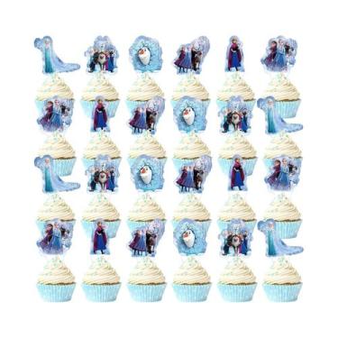 Imagem de Topo De Bolo De Aniversário Infantil Frozen, Decorações Para Festa Fro