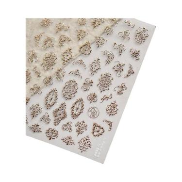 Imagem de Adesivo De Unha 5D Colorido Boêmio Com Coração, Lua, Pérola E Strass, 