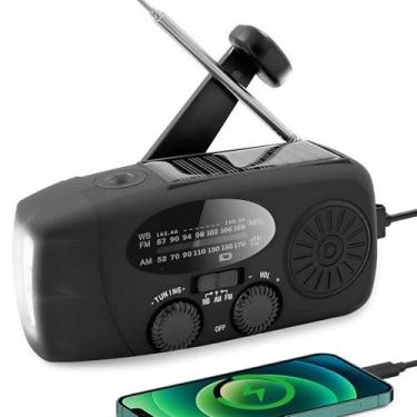 Imagem de VBESTLIFE Rádio Solar Com Manivela, Rádio Meteorológico de Emergência de 2000mAh Com Bandas AM/FM/WB, Lanterna LED, para Acampamento Ao Ar Livre e Caminhadas