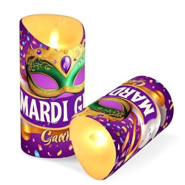 Imagem de SEHANY Máscara de carnaval velas sem chama com controle remoto e temporizador, 2 peças de velas de pilar de LED cintilantes operadas por bateria para decoração de festa de casamento, dia dos namorados