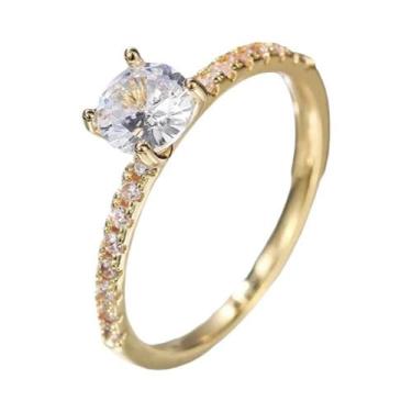 Imagem de Anel De Casamento Feminino Com Zircônia Cúbica De 4 Garras, Aliança De