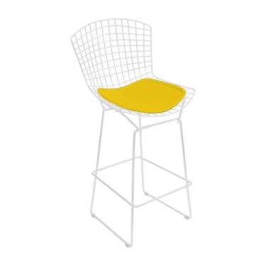 Imagem de Banqueta Bertoia Branca D70 Assento Amarelo