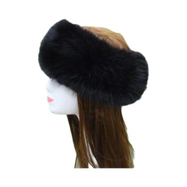 Imagem de Faixa De Cabelo Feminina De Inverno Quente Com Pelúcia Sintética, Ajus