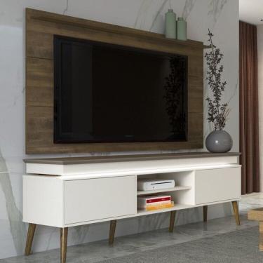 Imagem de Conjunto 2 Peças Painel Slim e Rack Fita Led Embaixo do Tampo Lumina Pinho/Off White