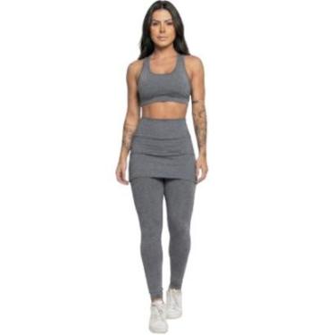 Imagem de Calça Legging Com Saia Vekyo Academia Tapa Bumbum Treino Suplex Moda Fitness Musculação-Feminino