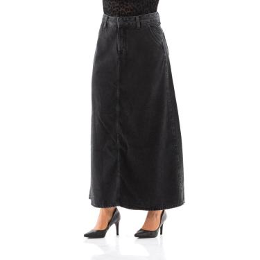 Imagem de Saia Jeans Feminina Arauto Evasê Black-Feminino