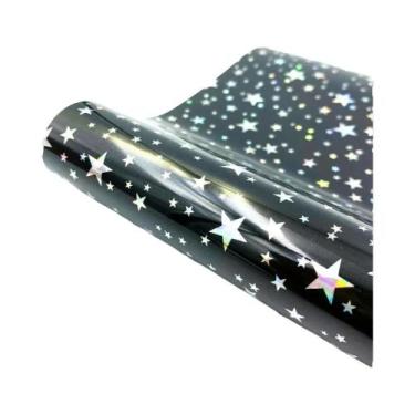 Imagem de Vinil Termocolante TPU/PU Com Listras Neon E Estrelas Em Cores Sortida