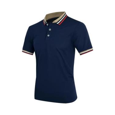 Imagem de Camisa Polo Listrada De Algodão Respirável Para O Verão Masculina Casu