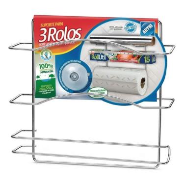 Imagem de Suporte para Papel Toalha Dupla Face 9261 para Cozinha em Aço Inox com Design Moderno Prata Arthi