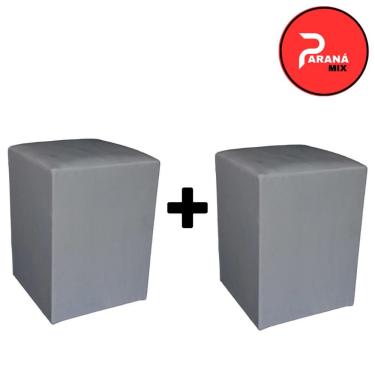Imagem de Kit 2 Puff Banqueta Quadrado Espuma com Revestimento em Suede Cinza para Sala e Quarto OEM