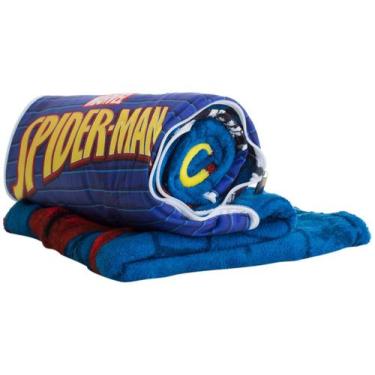 Imagem de Manta que Vira Almofada Spider-Man Marvel Original Jolitex, Azul Escur