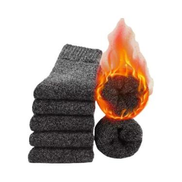 Imagem de Meias De Lã Retro Para Homens Em Cores Sólidas, 5/10 Pares, Quentes Pa