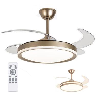 Imagem de Ventilador de Teto Grande Lampada Led 3 em 1 Pa Retratil Lustre Ajusta