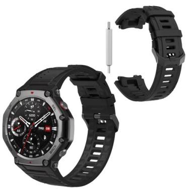 Imagem de Pulseira Silicone com fecho metal para T-Rex 3 2024 Cor escolhida:Pret