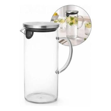 Imagem de Jarra de Vidro Borossilicato 1,4L com Tampa Hermética Inox e Silicone 