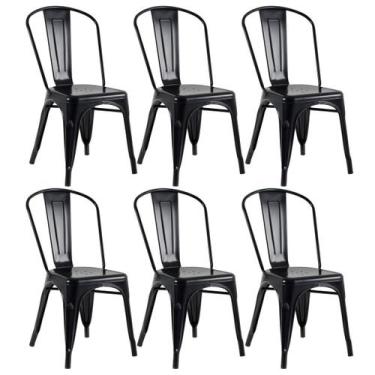 Imagem de Laraz Home Decor, Kit 6 Cadeiras Iron Tolix - Preto Semibrilho