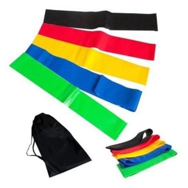 Imagem de Kit 5 Faixas Miniband Elásticas 5 Resistências Treino Casa