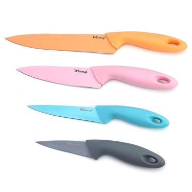 Imagem de Jogo De Facas Cozinha Lâmina Inox Multicoloridas 4 Peças