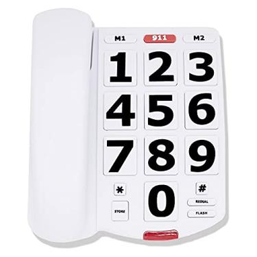 Imagem de HePesTer Telefone de mesa P-54 com botão extra grande com fio para idosos e idosos com discagem rápida e teclas grandes e fáceis de programar
