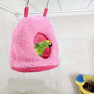 Imagem de Casas macias para pássaros, casa de pássaros para animais de estimação, casa de pássaros, inverno, quente, rede para pendurar, gaiola, cabana de pelúcia, cabana feliz, barraca, cama para animais de