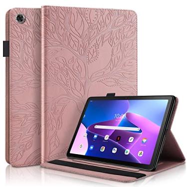 Imagem de Capa para tablet compatível com capa Lenovo Tab M10 (3ª geração) 10,1 polegadas PU capa protetora carteira flip árvore da vida capa para tablet slot para cartão tablet capa para PC (cor: ouro rosa)