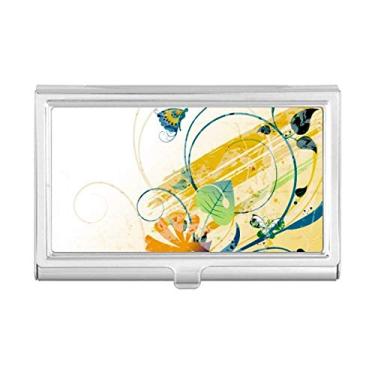 Imagem de Elegante porta-cartões de visita com flor rural de borboleta